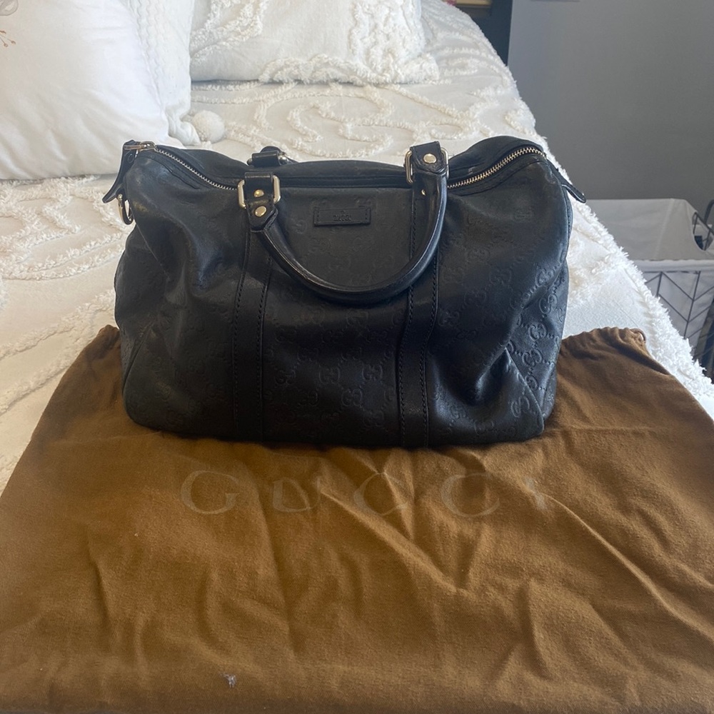 Gucci Joy Boston Bag GG Imprime Medium black used  💯 Authentic